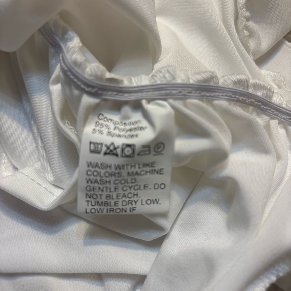 SHEIN White Mini Dress with Ruffle Hem Wraparound w/Ties Stretchy NWOT - Picture 16 of 16